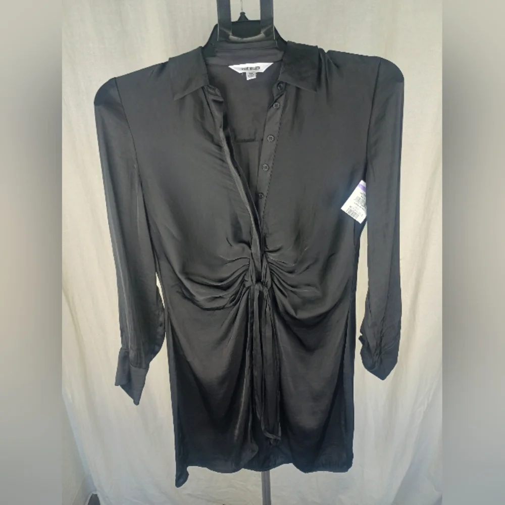 Steve Madden Tie Curious Long Sleeve Shirt Dress Black Size Medium 6 - 8 NWT - Picture 5 of 12